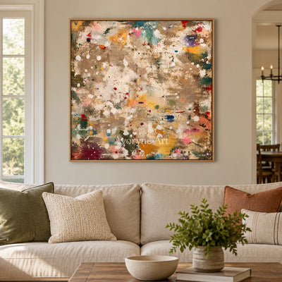 Pigment Rain: Gestural Splatter Abstract Wall Art — villa wood