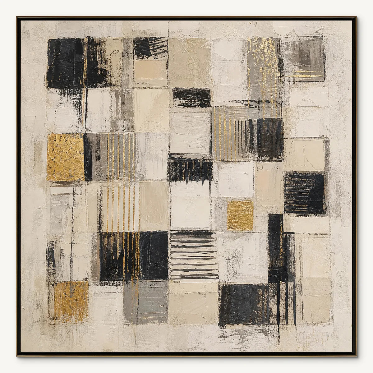 Gilded Blocks: Geometric Abstract Wall Art - main