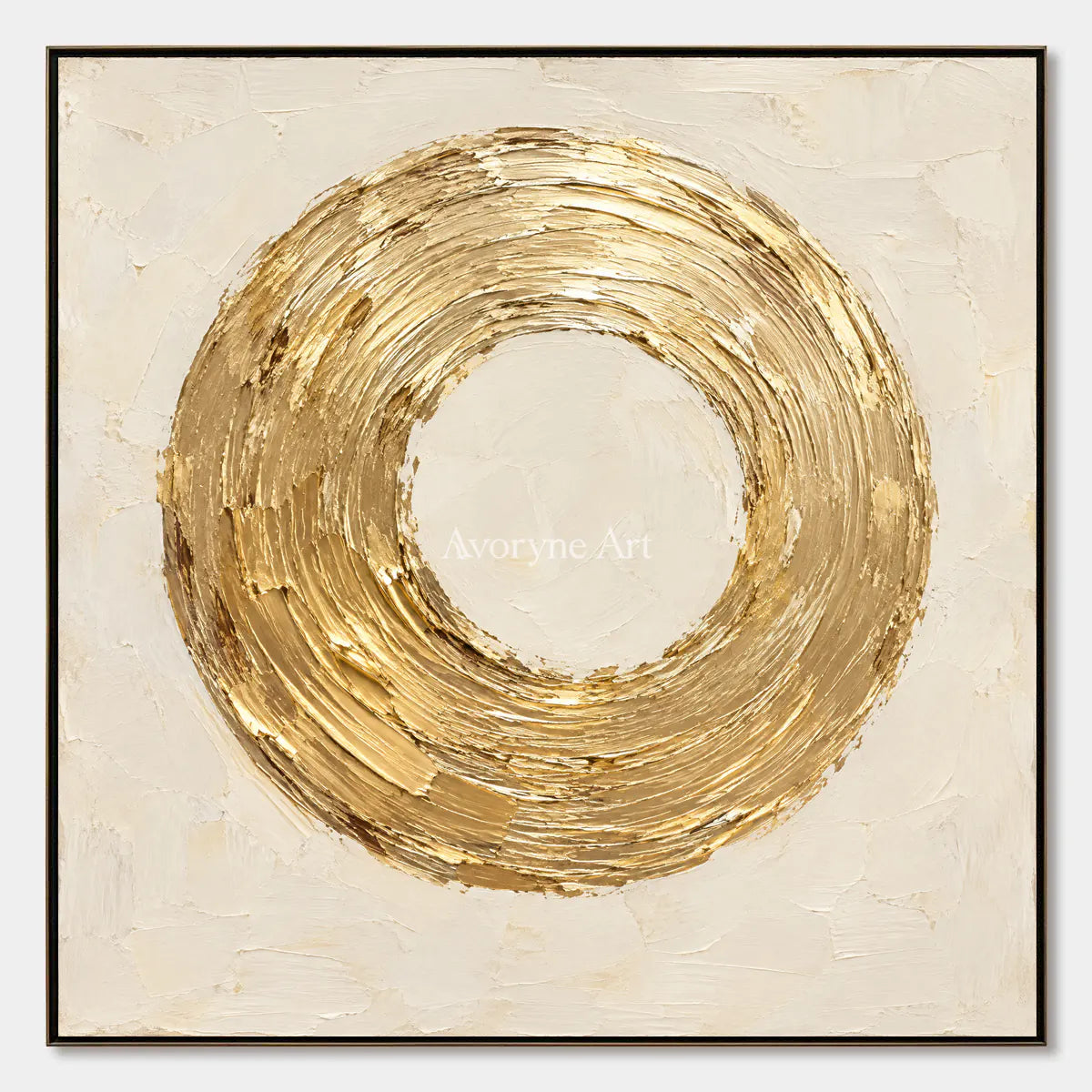 Gilded Orbit: Gold Circle Textured Wall Art Wall Art — primary