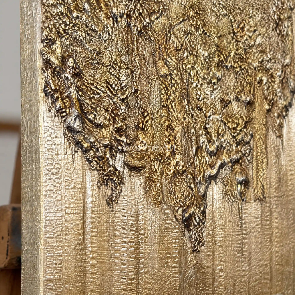 Aster Gesture: Gold Gray Texture Diptych — detail easel