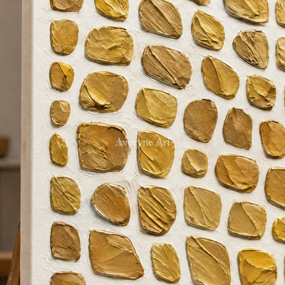 Golden Units: Gold Textured Grid Wall Art — detail easel