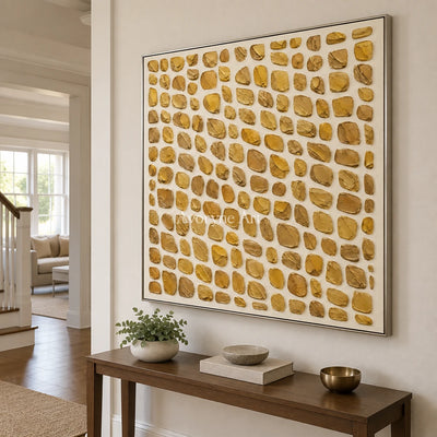Golden Units: Gold Textured Grid Wall Art — entry silver