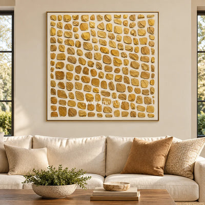 Golden Units: Gold Textured Grid Wall Art — living gold