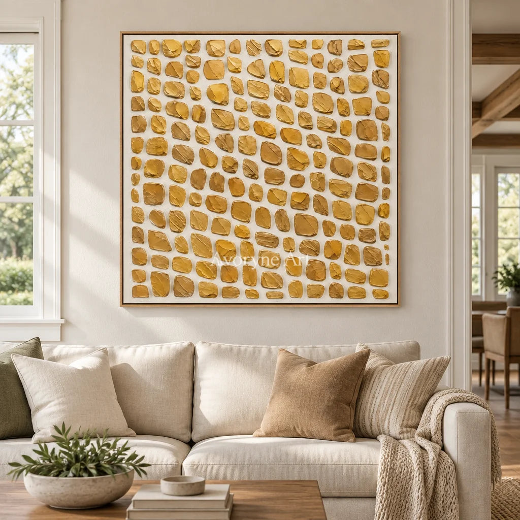 Golden Units: Gold Textured Grid Wall Art — villa wood
