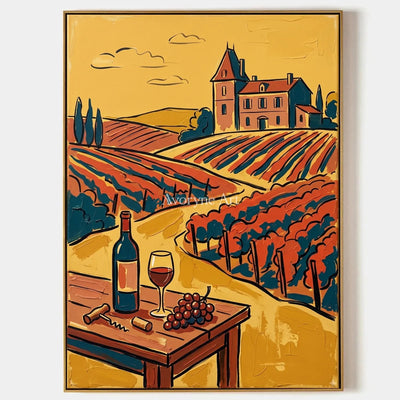 Verdant Gesture, hand-painted golden field wall art by Diego Morales