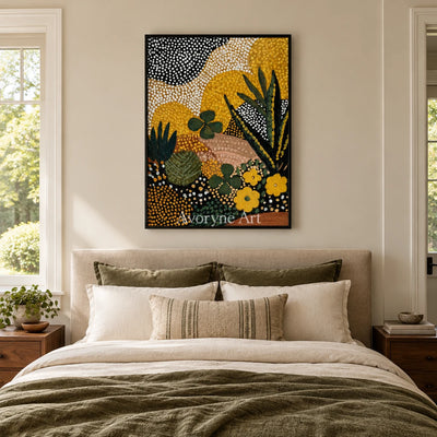 Ivory Distant Cadence: Golden Floral Pattern — bedroom black