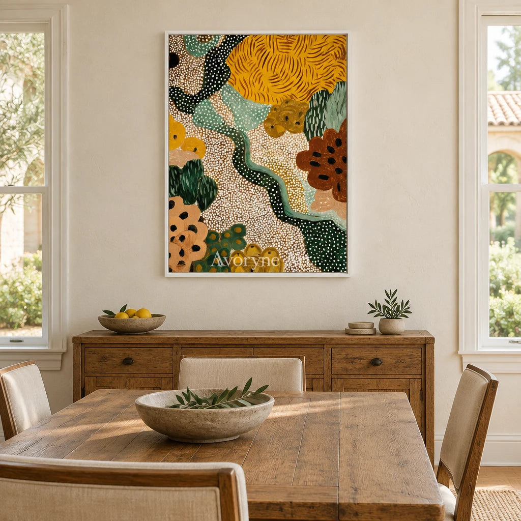 Ivory Distant Light: Golden Floral Pattern — dining white