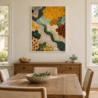 Ivory Distant Light: Golden Floral Pattern — dining white