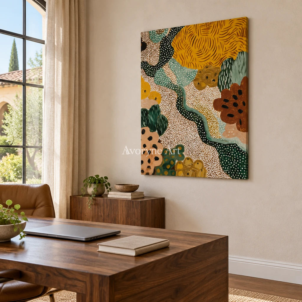 Ivory Distant Light: Golden Floral Pattern — office frameless