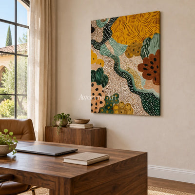 Ivory Distant Light: Golden Floral Pattern — office frameless