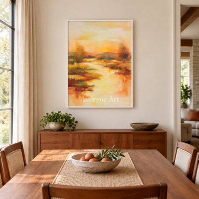 Ivory Distant Current: Golden River Landscape — dining white