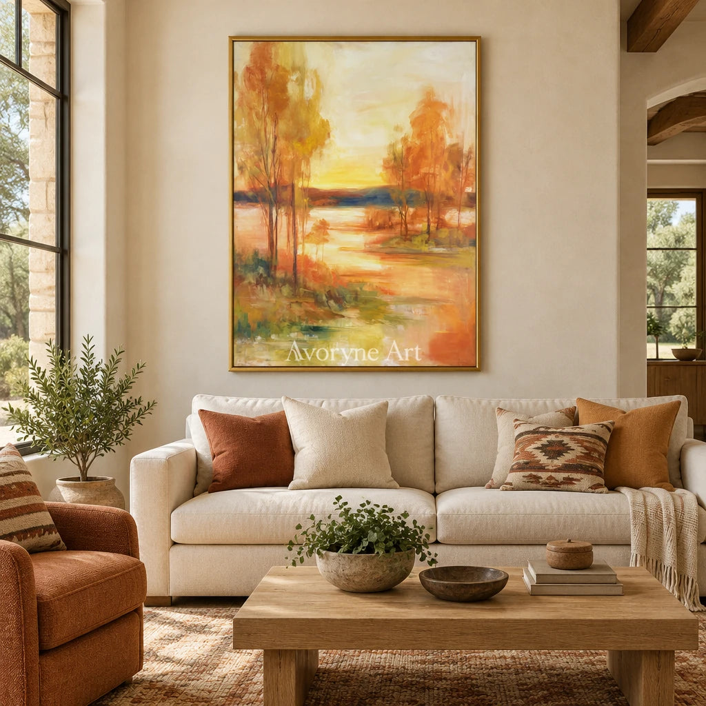 Ivory Distant Gesture: Golden River Landscape — living gold