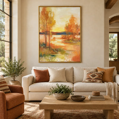 Ivory Distant Gesture: Golden River Landscape — living gold