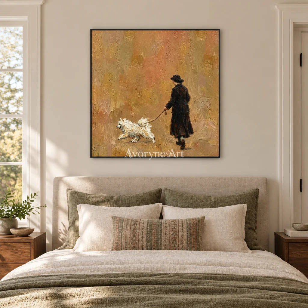 Aster Dell: Golden Stroll Art — bedroom black