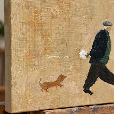 Aster Thread: Golden Stroll Art — detail easel