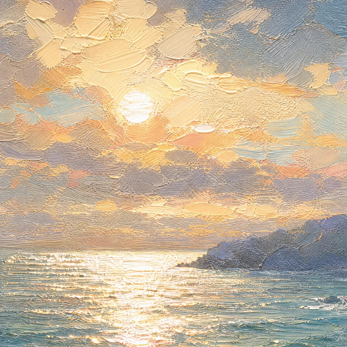Golden Tide: Coastal Seascape Wall Art - detail
