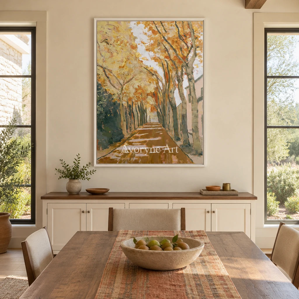 Ivory Gentle Cadence: Golden Woodland Path — dining white