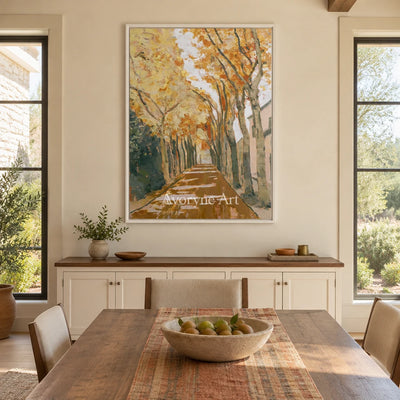 Ivory Gentle Cadence: Golden Woodland Path — dining white