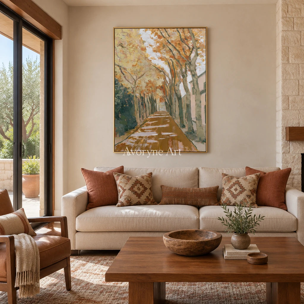 Ivory Gentle Cadence: Golden Woodland Path — living gold