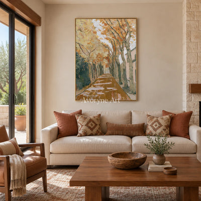Ivory Gentle Cadence: Golden Woodland Path — living gold