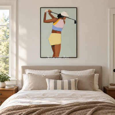 Ivory Gentle Solace: Golf Figure Art — bedroom black
