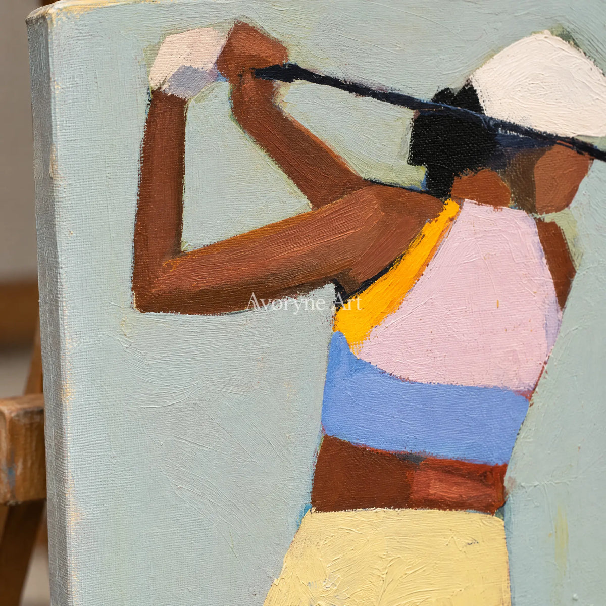 Ivory Gentle Solace: Golf Figure Art — detail easel