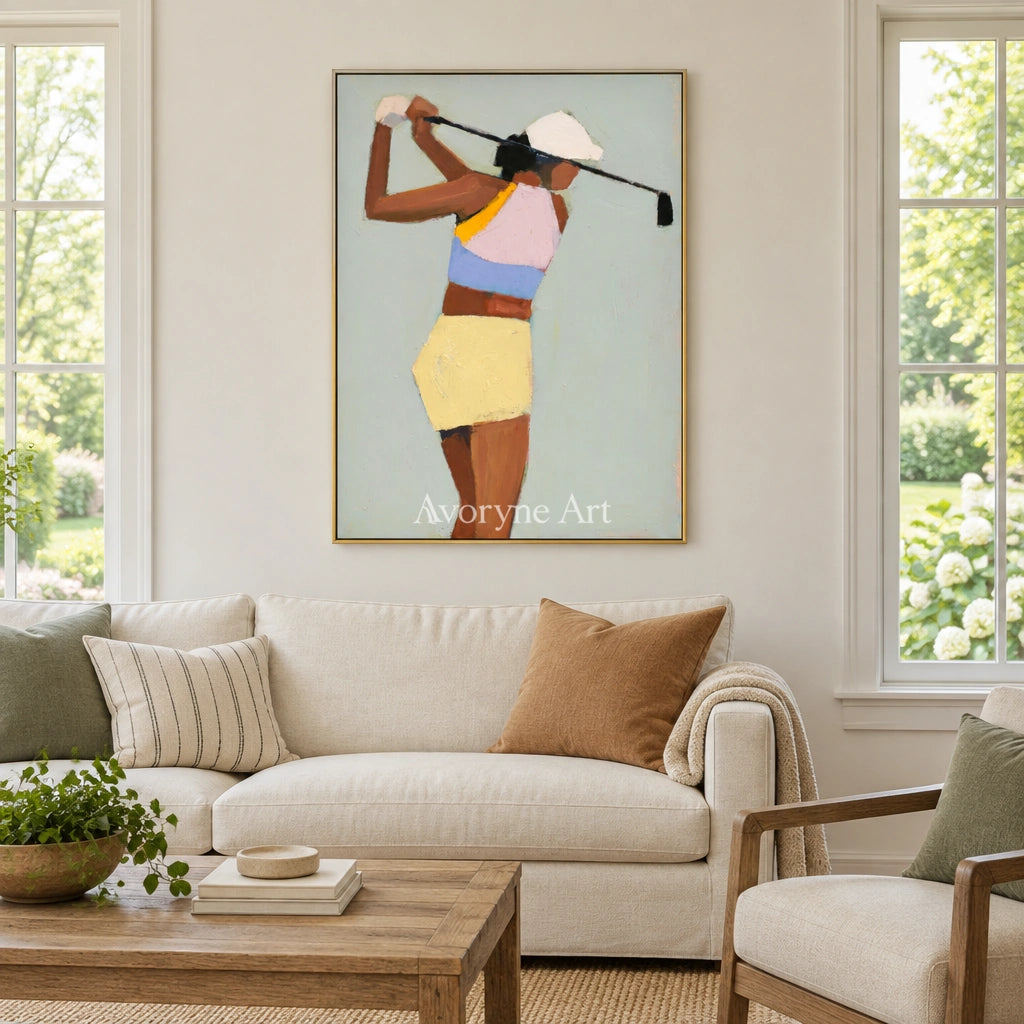 Ivory Gentle Solace: Golf Figure Art — living gold
