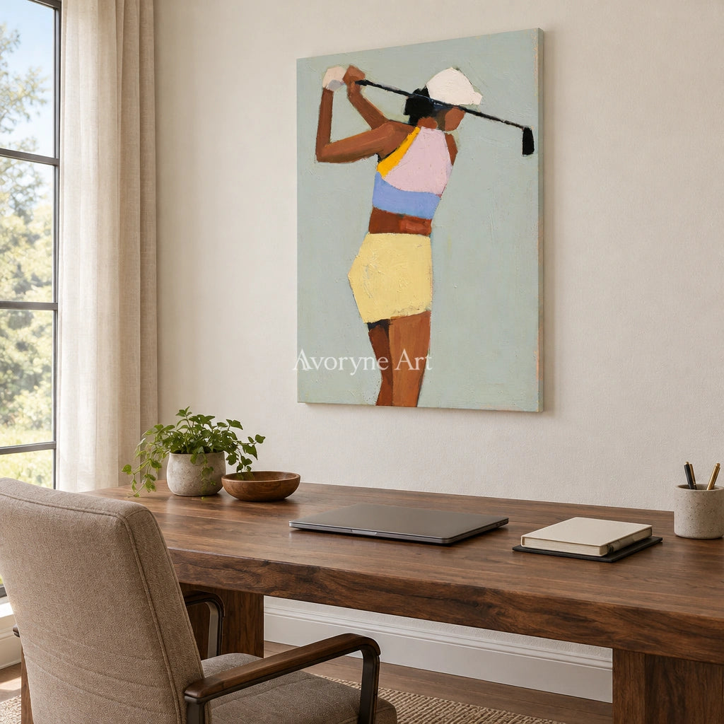 Ivory Gentle Solace: Golf Figure Art — office frameless