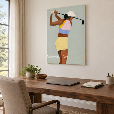 Ivory Gentle Solace: Golf Figure Art — office frameless
