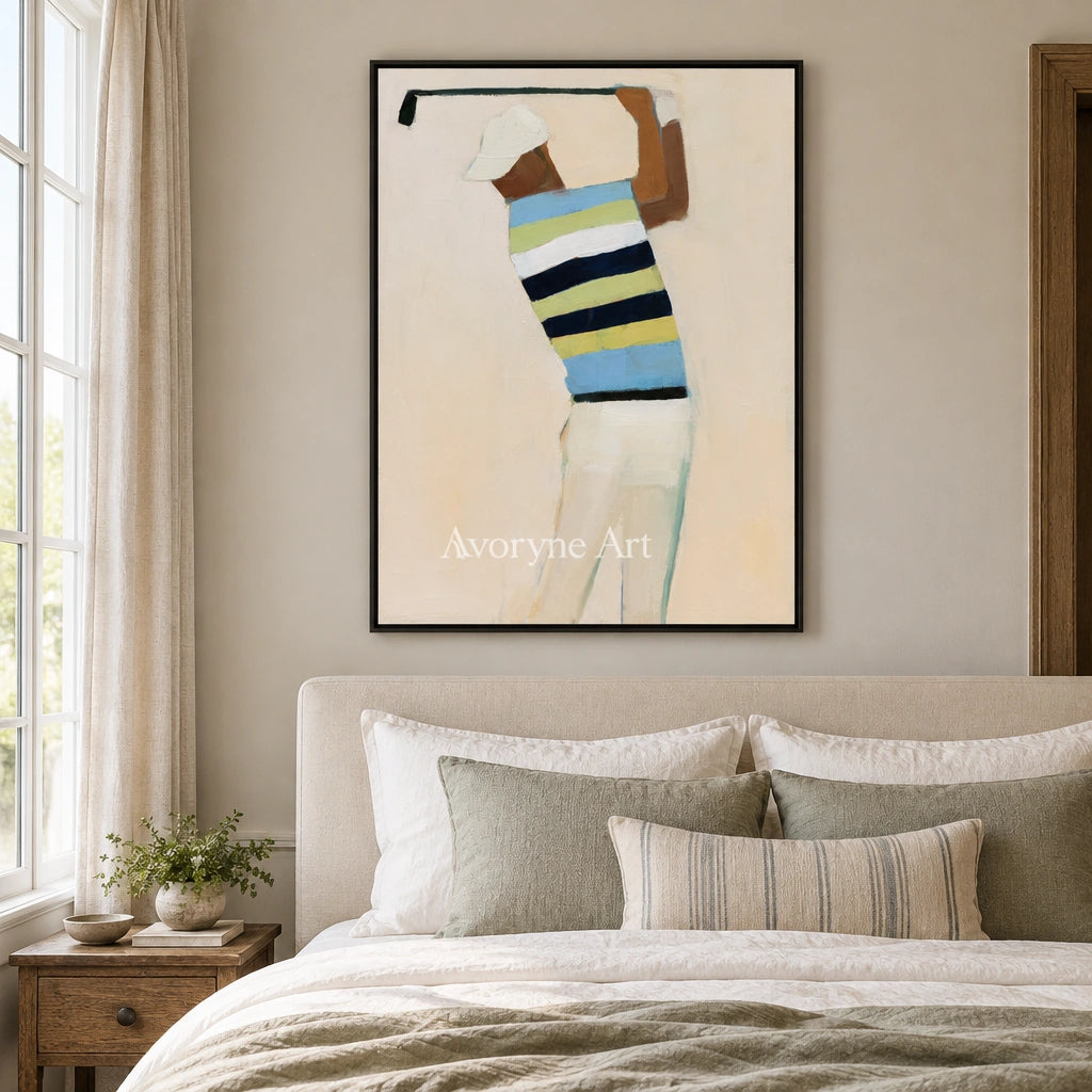 Ivory Gentle Sonata: Golf Figure Art — bedroom black