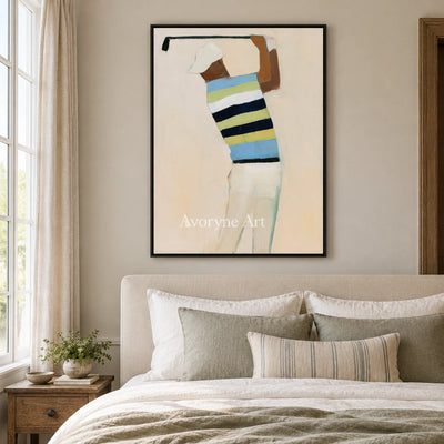 Ivory Gentle Sonata: Golf Figure Art — bedroom black
