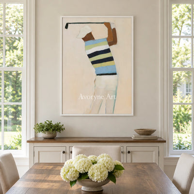 Ivory Gentle Sonata: Golf Figure Art — dining white