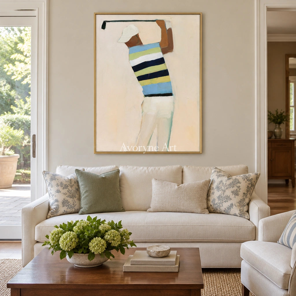 Ivory Gentle Sonata: Golf Figure Art — living gold