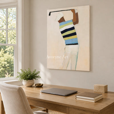 Ivory Gentle Sonata: Golf Figure Art — office frameless