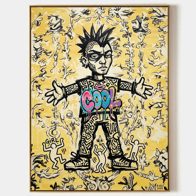Hidden Reverie, hand-painted graffiti figure wall art by Caleb Monroe