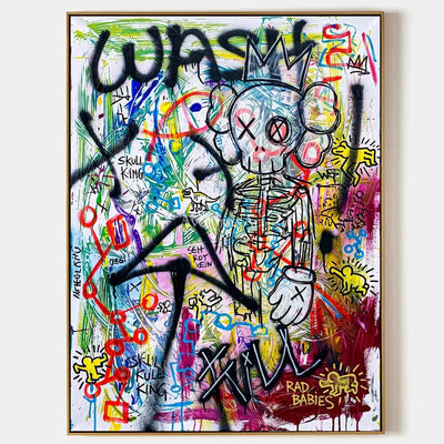 Hidden Echo, hand-painted graffiti figure wall art by Caleb Monroe