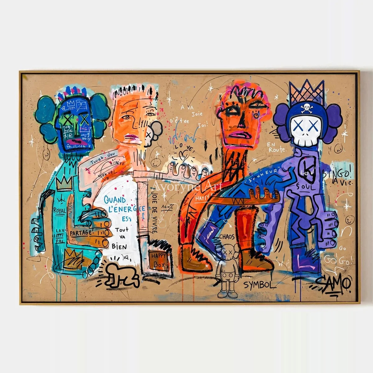 Hidden Mosaic, hand-painted graffiti figure wall art by Caleb Monroe