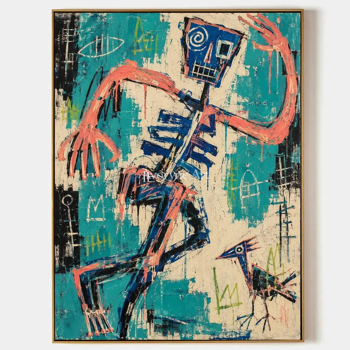 Hidden Solace, hand-painted graffiti figure wall art by Caleb Monroe