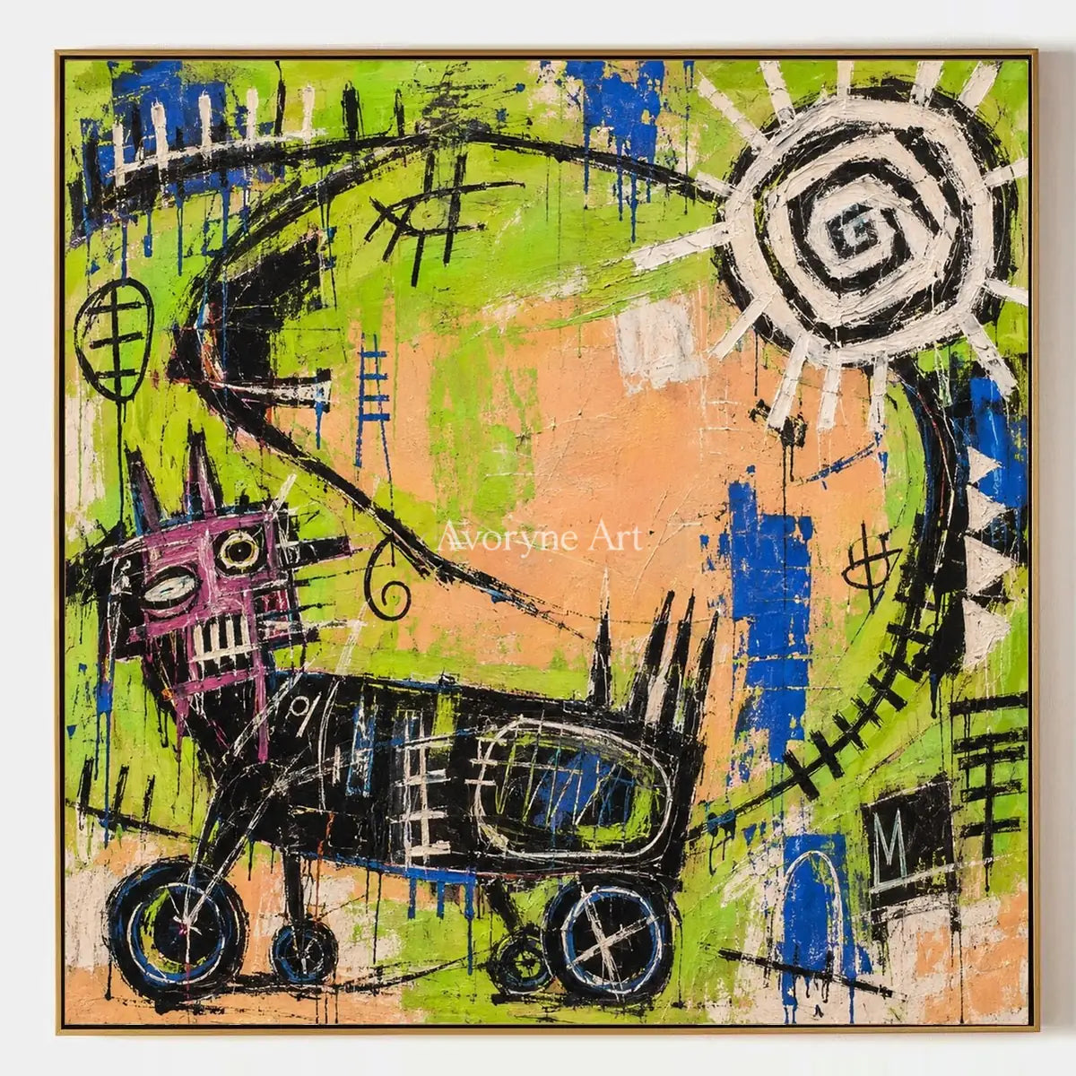 Hidden Dialogue, hand-painted graffiti figure wall art by Caleb Monroe