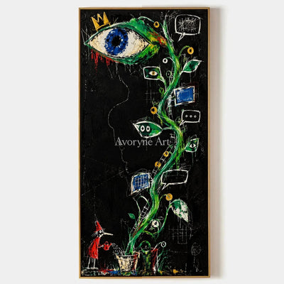 Gentle Dialogue, hand-painted graffiti figure wall art by Caleb Monroe