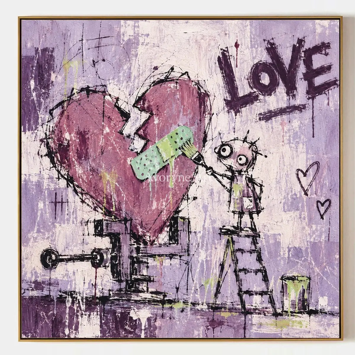 Distant Prelude, hand-painted graffiti figure wall art by Caleb Monroe