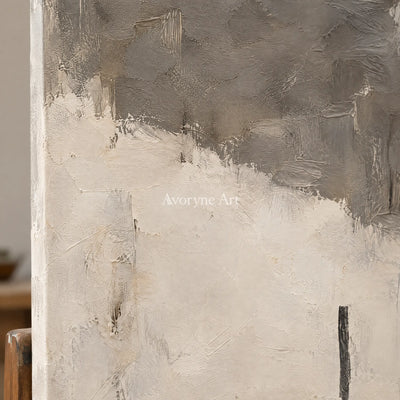 Ash Interval: Gray Abstract Diptych Art — detail easel