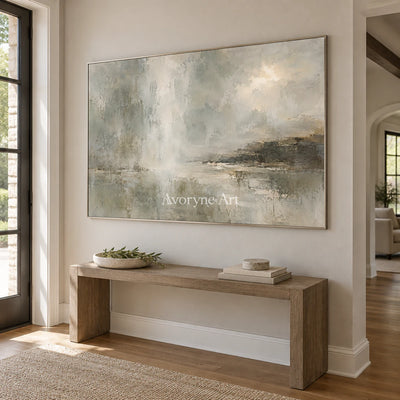 Mistward Shelf: Gray Abstract Landscape Wall Art — entry silver