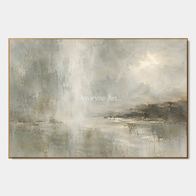 Mistward Shelf: Gray Abstract Landscape Wall Art — primary