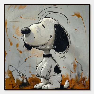 Upward Daydream: Gray Cartoon Dog Graffiti Wall Art — primary