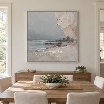 Chalkwater: Gray Coastal Texture Art — dining white