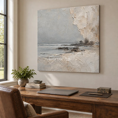 Chalkwater: Gray Coastal Texture Art — office frameless