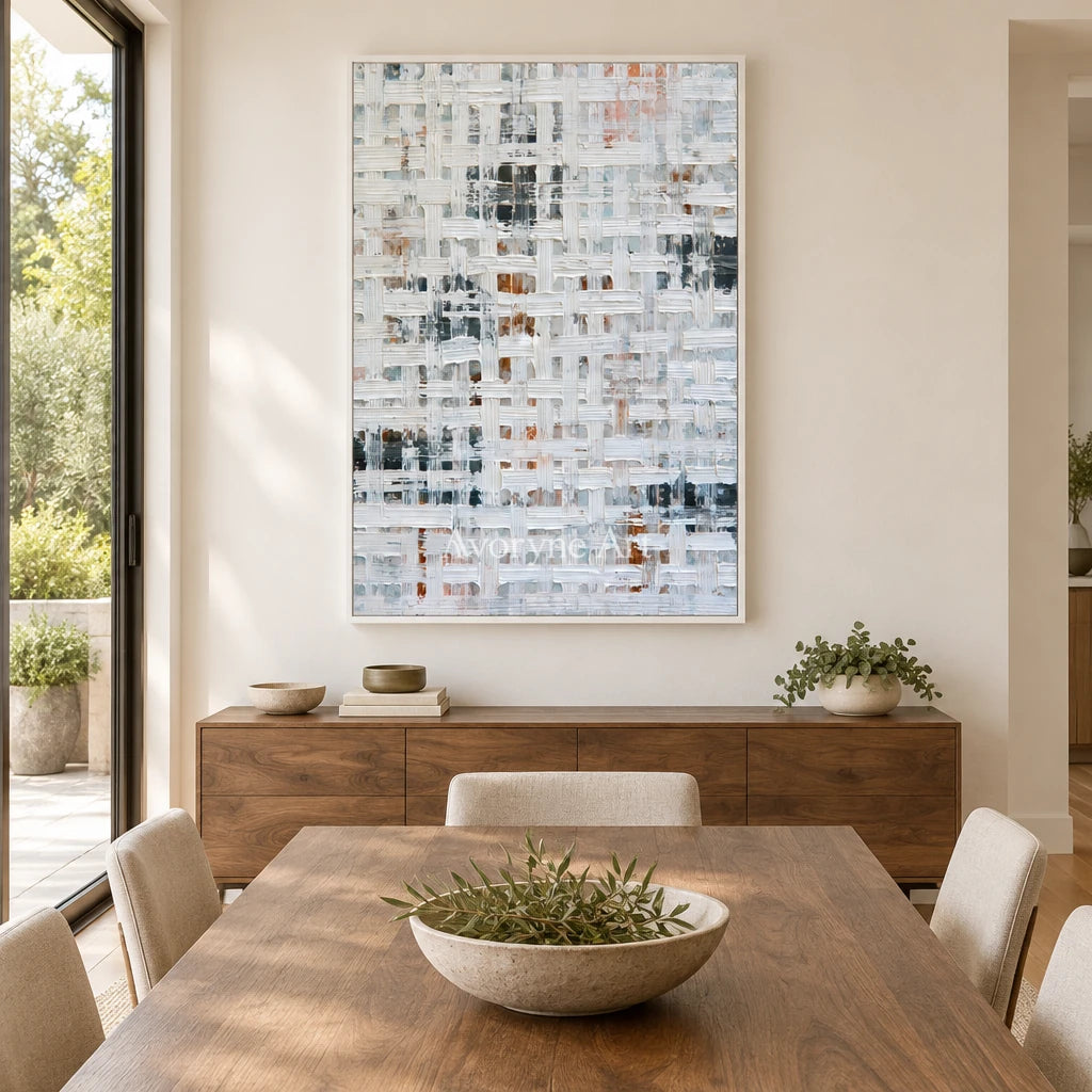 Ivory Winding Interval: Gray Grid Texture – Avoryne Art