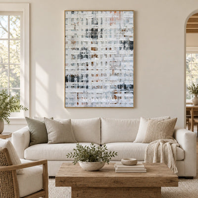 Ivory Winding Interval: Gray Grid Texture — living gold