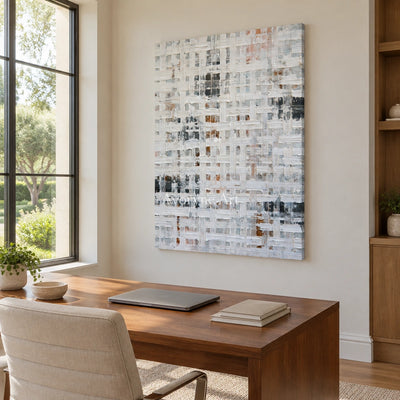 Ivory Winding Interval: Gray Grid Texture — office frameless